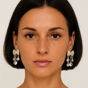 Bow Crystal Dangle Earrings
